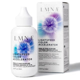 Image of the 2.03 fluid ounce bottle of LUMINAE Lightspeed Color Accelerator and packaging. 