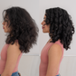 Side view of before and after results showing the volumizing effect of Katira Mousse on brunette hair.