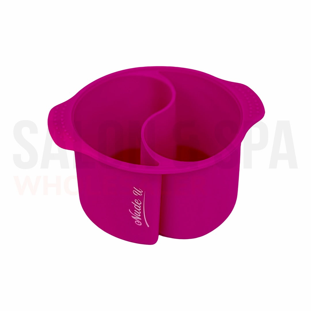 Main image of the 400 gram NudeU Dual Pot Reusable Silicone Wax Warmer Liner. 