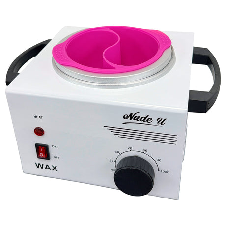 Lifestyle image of the 500-gram NudeU Professional Wax Warmer
