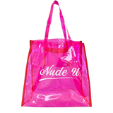 NudeU Neon Pink Reusable Tote Bag with bold logo—durable, lightweight, and ideal for salon retail, gifting, or everyday carry.