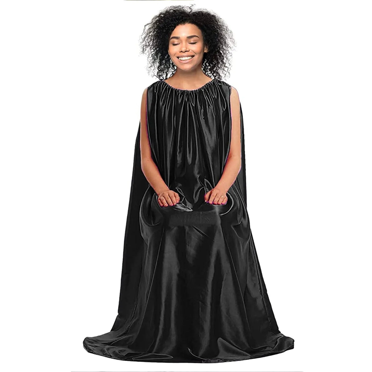 Main image of the luxurious black Yoni Steam Gown from NudeU.