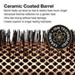 Image highlighting the benefits of the ceramic-coated barrel on the Olivia Garden Heat Pro Speed XL brushes. 
