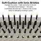 Image shows the features of the large paddle brush from Olivia Garden. 