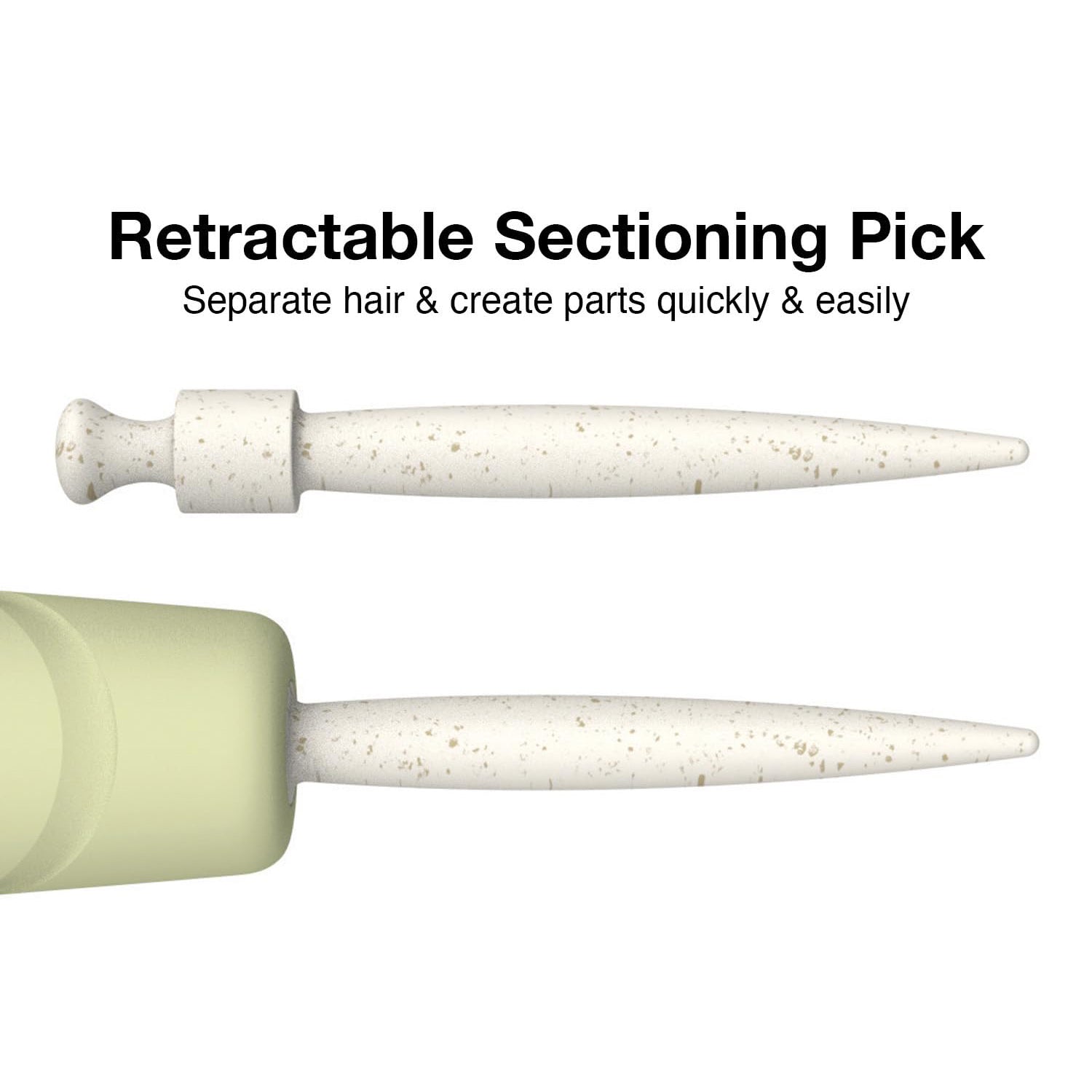 The large paddle brush from Olivia Garden has a retractable sectioning pick. 