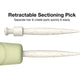 The Olivia Garden Round Smoothing Brush has a retractable sectioning pick. 