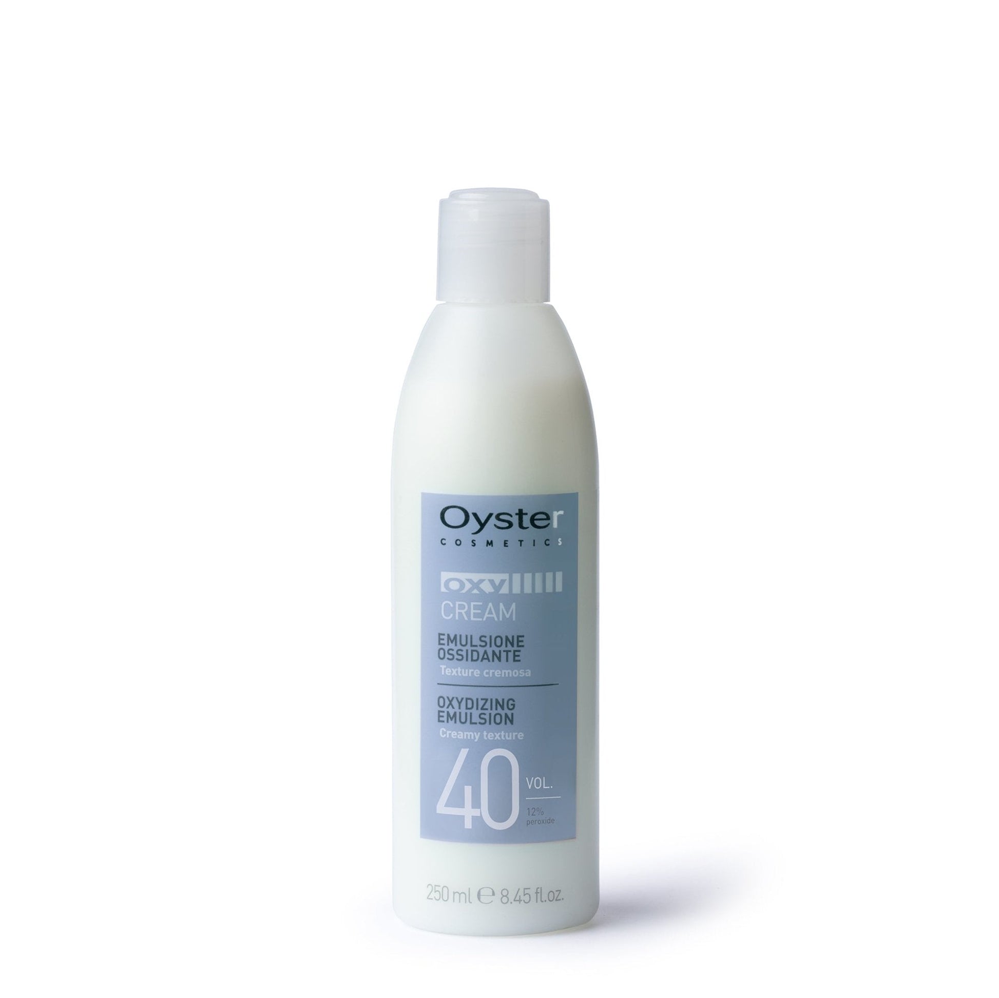 Main image of the Oyster Oxy Cream Developer 40 Vol. 12% Peroxide Oxidizing Emulsion 250-milliliter bottle.