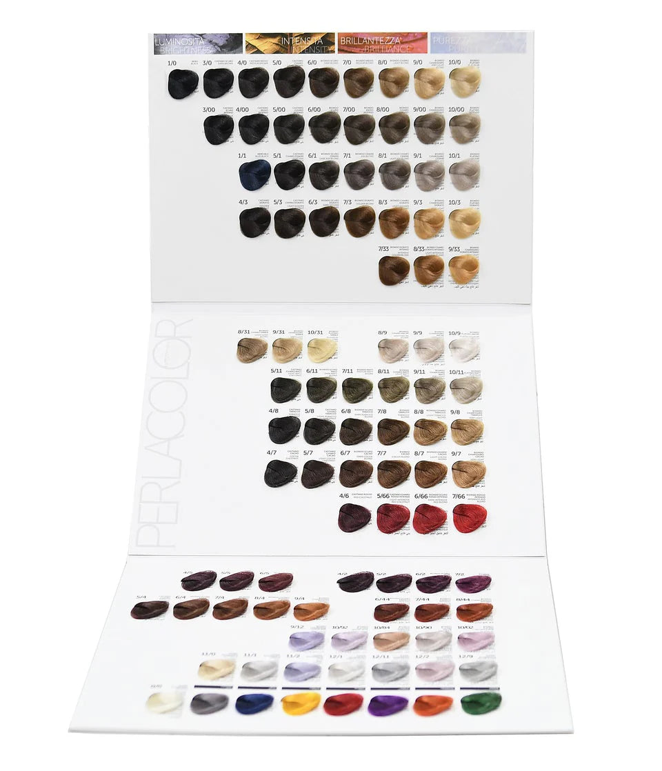 Image of the variety of colors available in the Perlacolor Color Swatch Book. 