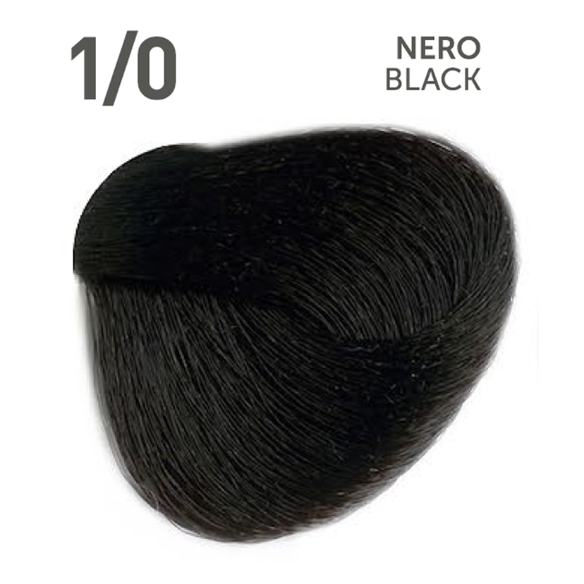 Perlacolor No Ammonia 1/0 Black Professional Hair Color 100 ml - permanent hair dye for salon use.