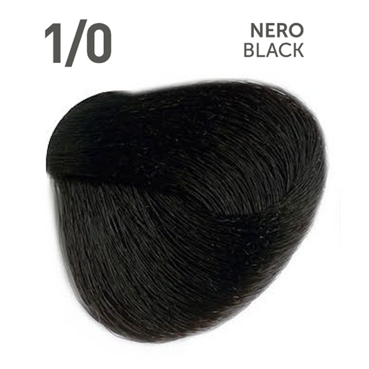 Perlacolor No Ammonia 1/0 Black Professional Hair Color 100 ml - permanent hair dye for salon use.