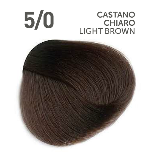 Perlacolor No Ammonia 5/0 Light Brown Professional Hair Color 100 ml - permanent hair dye for salon use.