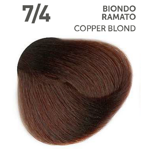 Perlacolor No Ammonia 7/4 Copper Blond Professional Hair Color 100 ml - permanent hair dye for salon use.