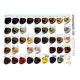 First page of swatches from the Perlacolor No Ammonia Color Chart book.