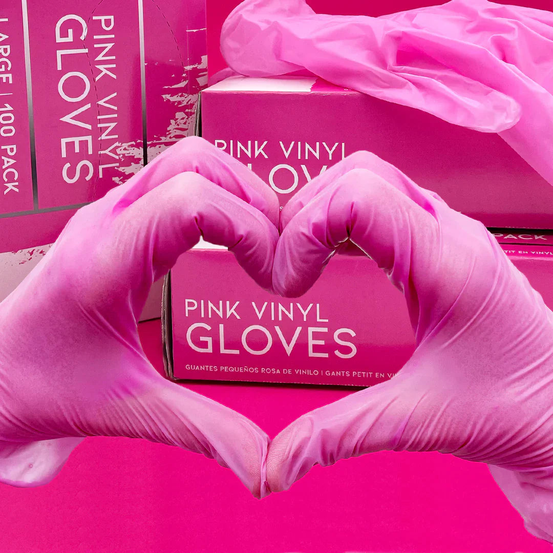 Pink Vinyl Gloves | Small | 100 Pack | 109DG-S | COLORTRAK Foil COLORTRAK 