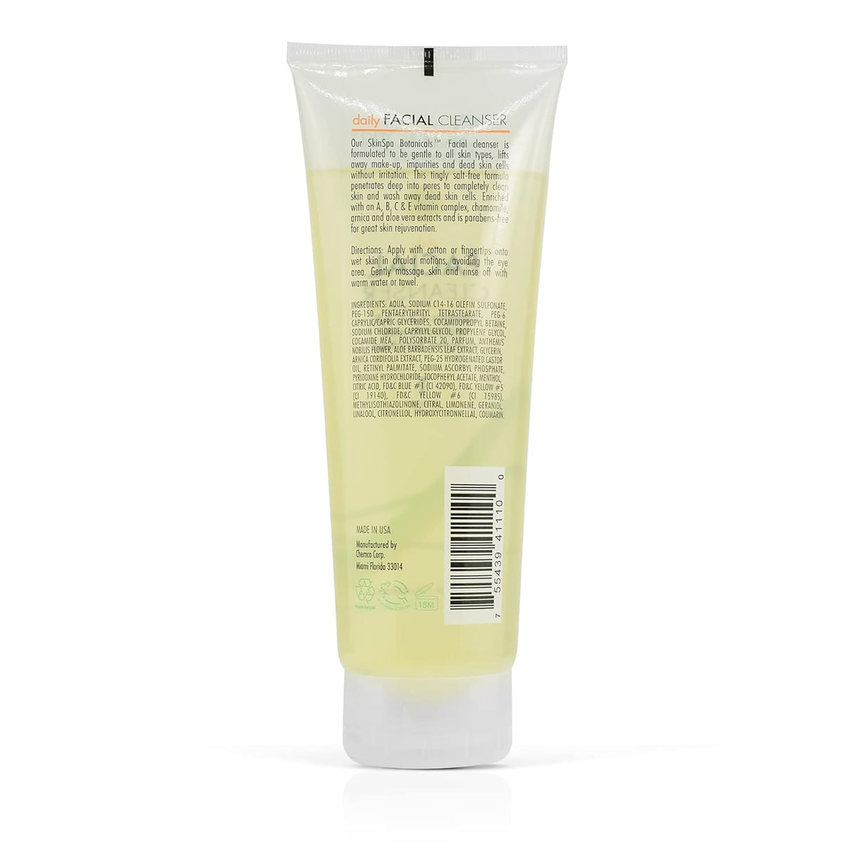 Rear image of the Skin Spa Facial Cleanser.