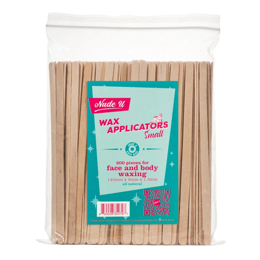 NudeU Small Wax Applicators - 200-Pack of precision wooded sticks for smooth, controlled waxing applications