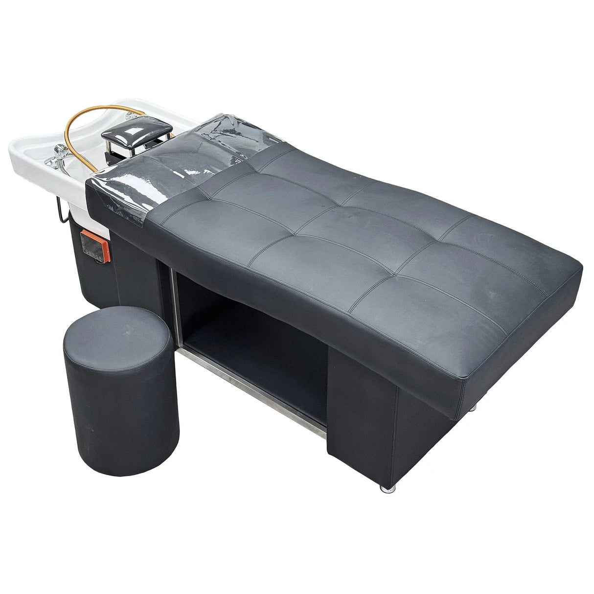 Angled view of the black SSW 1292 Japanese Head Spa Massage Bed. 