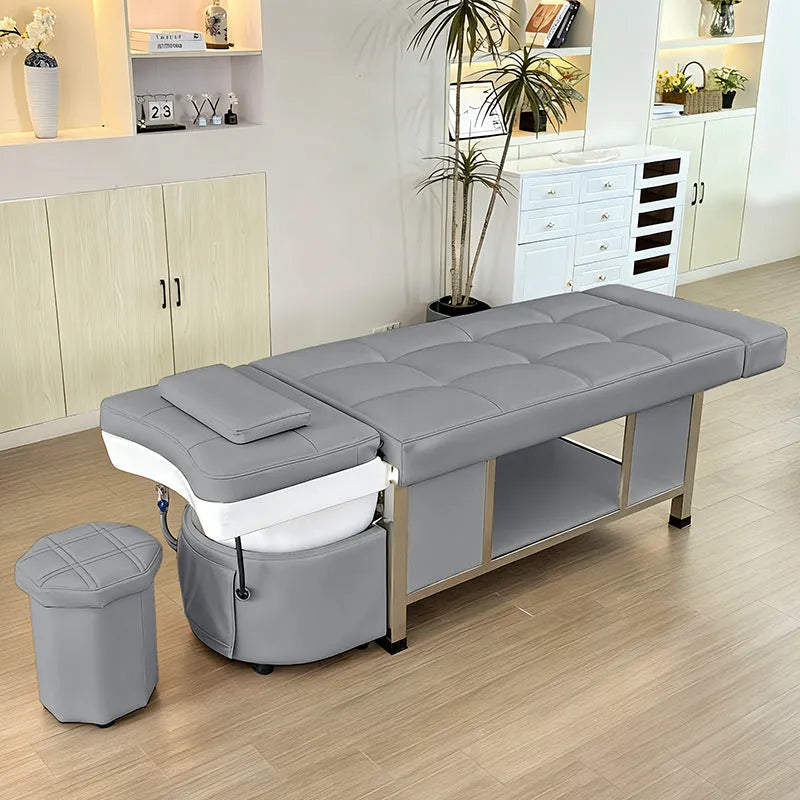 Image shows the cushions included in the gray SSW 611-1D Fresh Water Japanese Head Spa Massage Bed