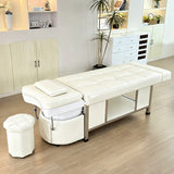 Image shows the cushions included with the light cream SSW 611-1D Fresh Water Japanese Head Spa Massage Bed 
