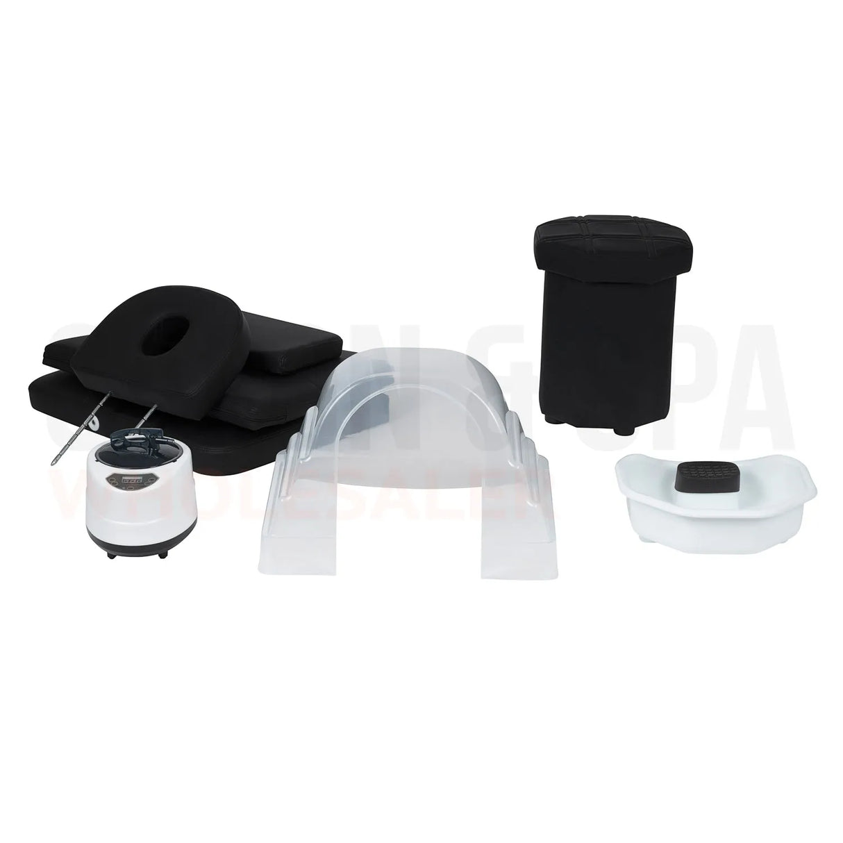 Included acessories for the SSW 611-1NM Japanese Head Spa Massage Bed. 