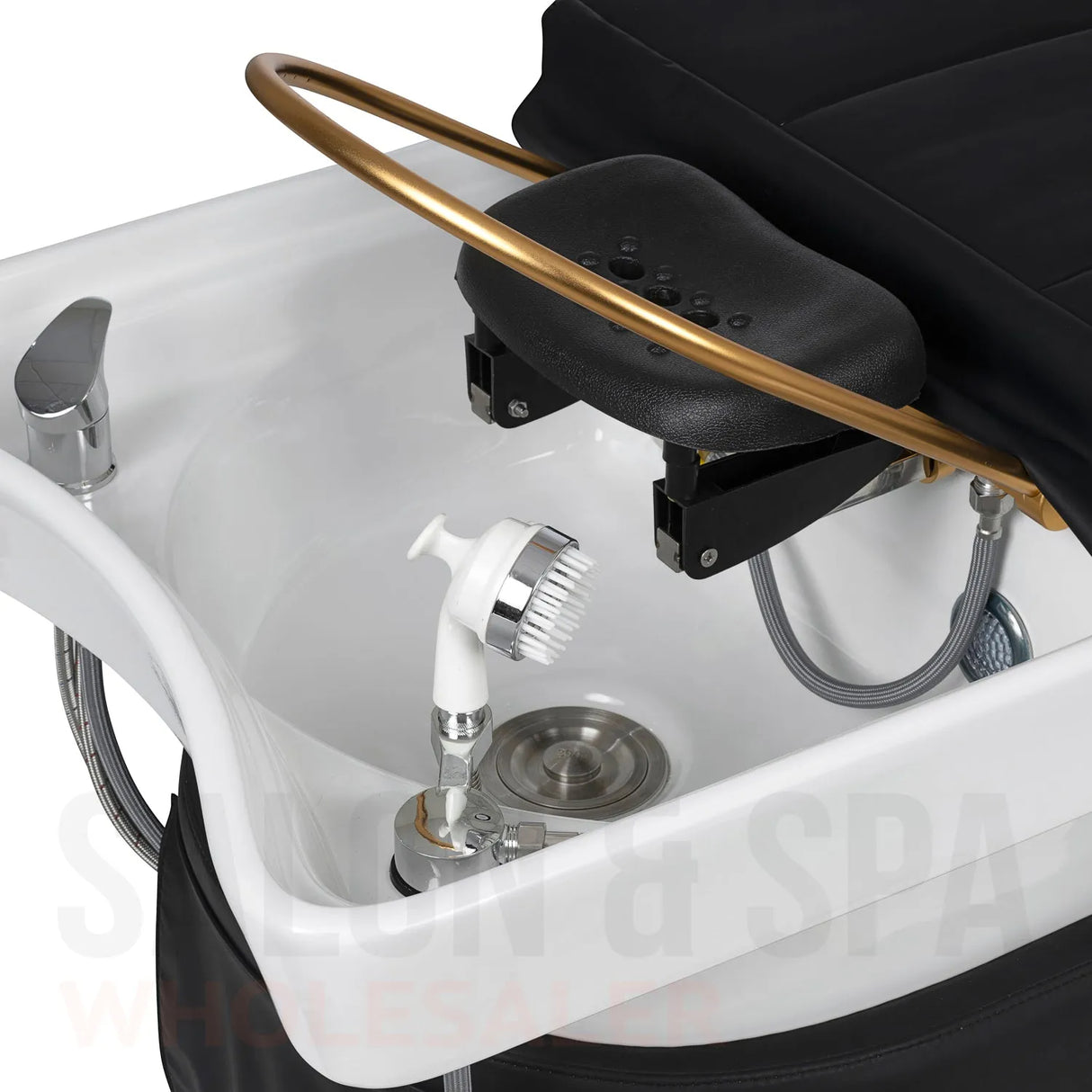 Detail image of the sink on the SSW 611-1NM Japanese Head Spa Massage Bed. 