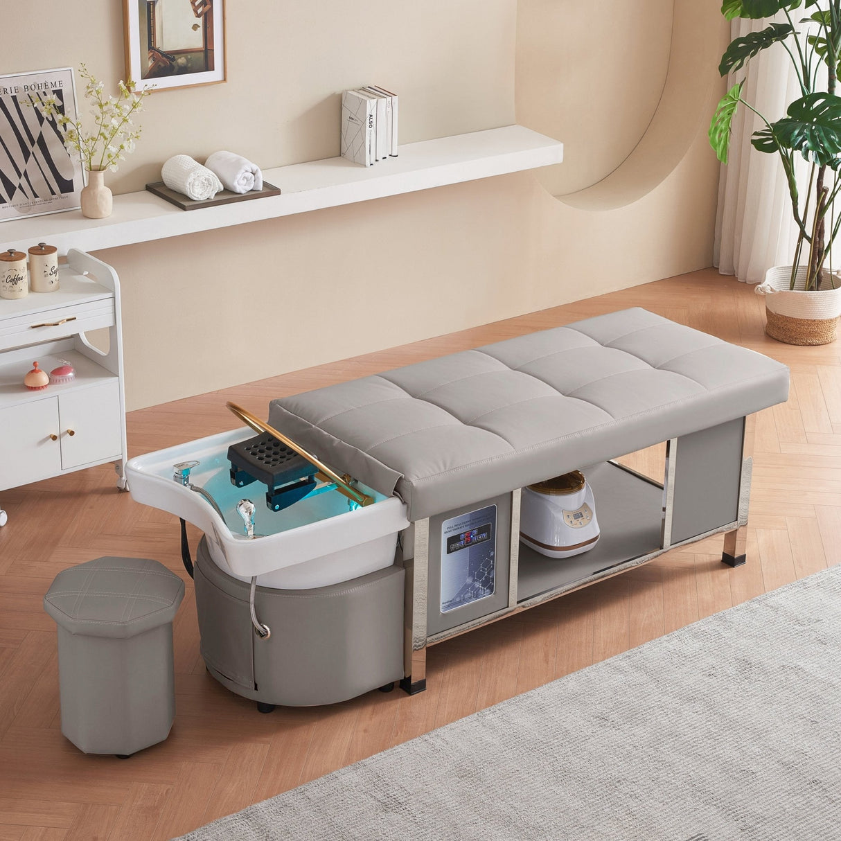 Main image of the light gray SSW 611-1NM Japanese Head Spa Massage Bed