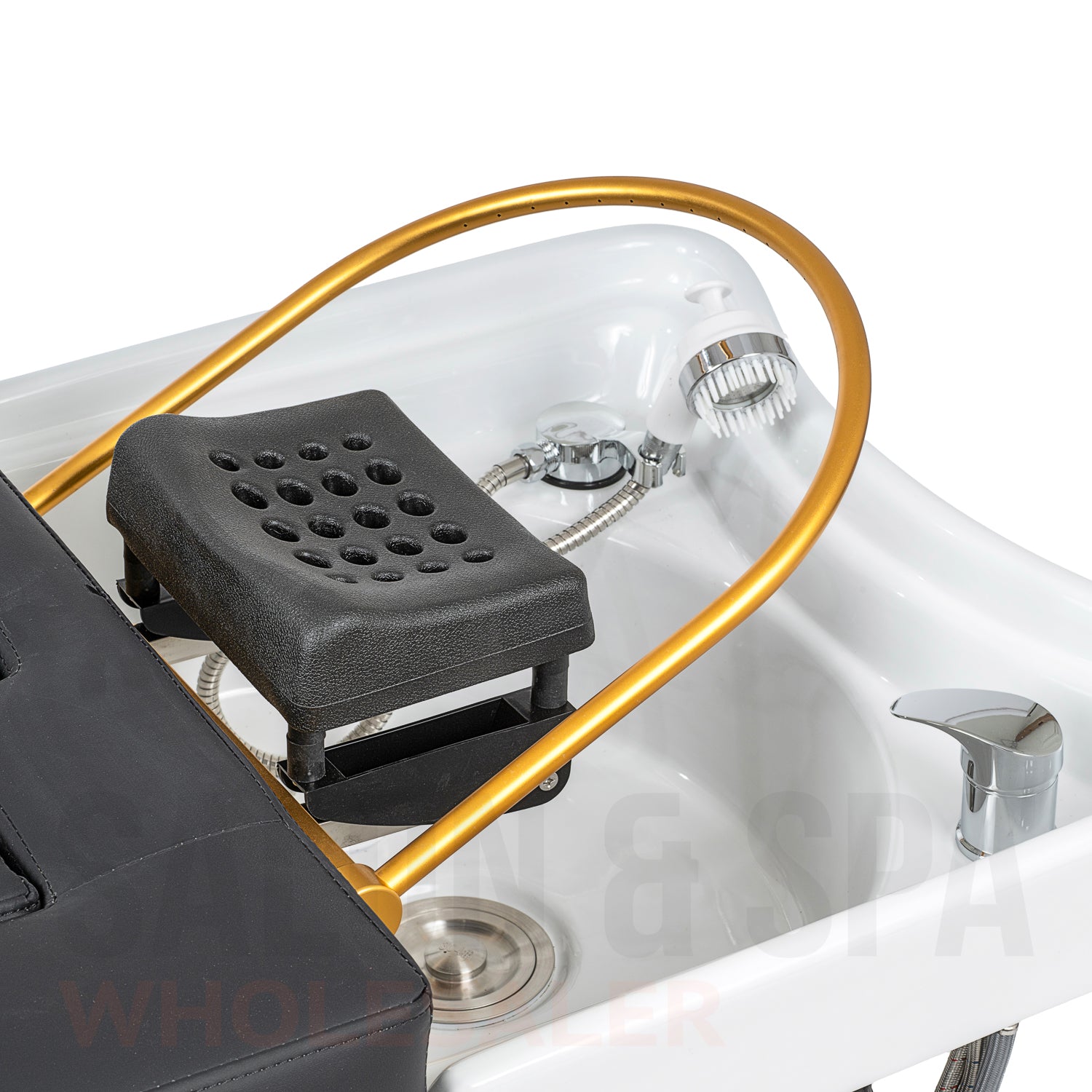Detail image of the sink on the SSW 611-2 Japanese Head Spa Massage Bed. 