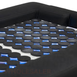 Detail image of the blue LED lights on the black SSW 611-2 Japanese Head Spa Massage Bed. 