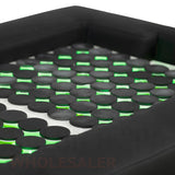 Detail image of the green LED lights on the black SSW 611-2 Japanese Head Spa Massage Bed. 
