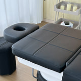 Detail image of the shampoo bowl cover and face cradle on the black SSW 611-2D Fresh Water Japanese Head Spa Massage Bed.