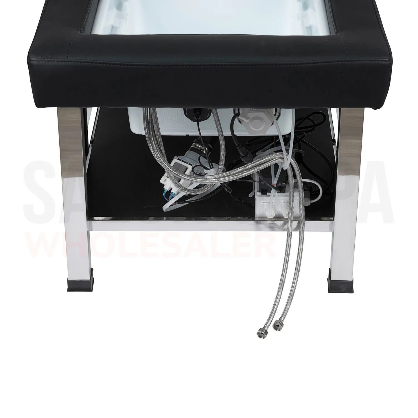 Water hook-ups on the SSW 611-4 Japanese Head Spa Massage Bed. 