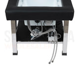 Water hook-ups on the black SSW 611-4 Japanese Head Spa Massage Bed. 