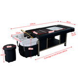 Dimensions of the black SSW 611-4D Fresh Water Japanese Head Spa Massage Bed