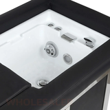 Detail image of the foot basin on the black SSW 611-4D Fresh Water Japanese Head Spa Massage Bed