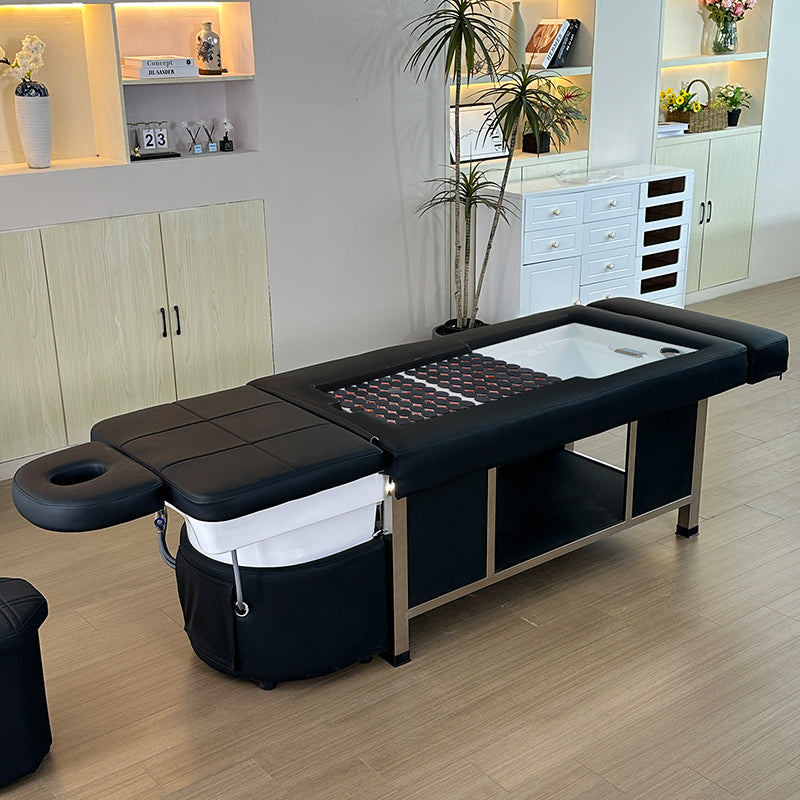 Lifestyle image of the black SSW 611-4D Fresh Water Japanese Head Spa Massage Bed