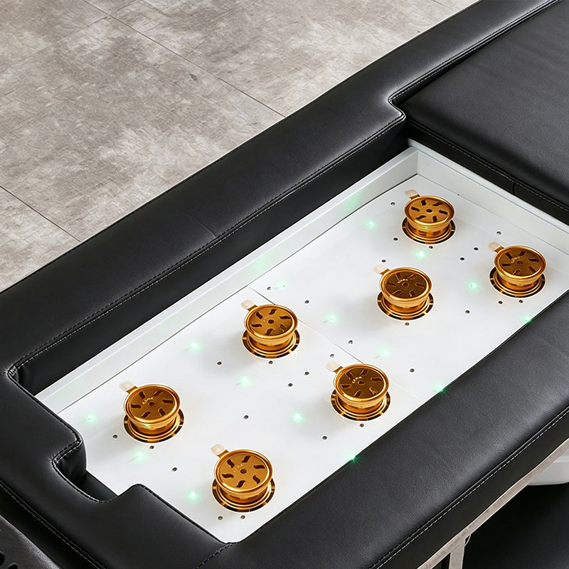 Moxibustion cups on the black SSW 611-4D Fresh Water Japanese Head Spa Massage Bed