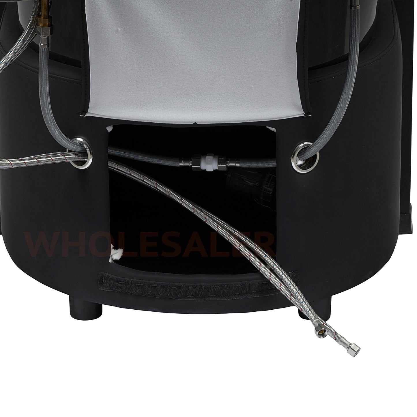 Water hook-ups on the SSW 611-5C Japanese Head Spa Massage Bed. 