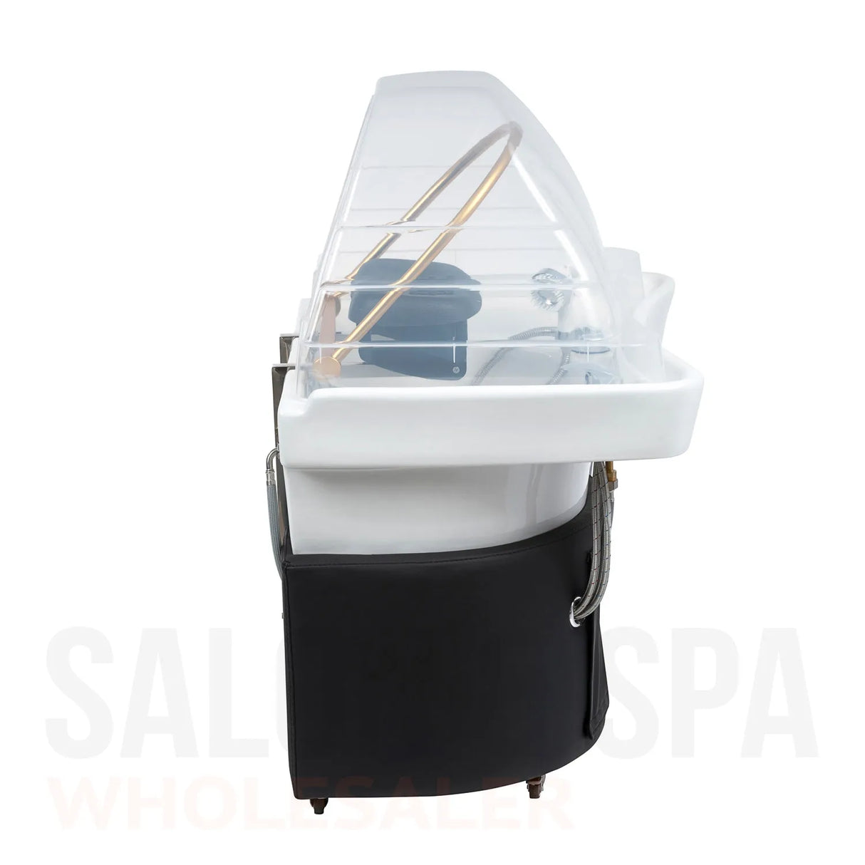 Profile view of the black SSW 6114NP Non-Portable Japanese Head Spa Shampoo Bowl