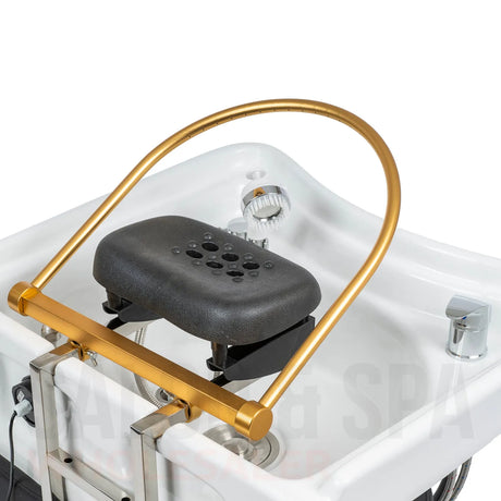 Detail image of the sink on the black SSW 6114NP Non-Portable Japanese Head Spa Shampoo Bowl