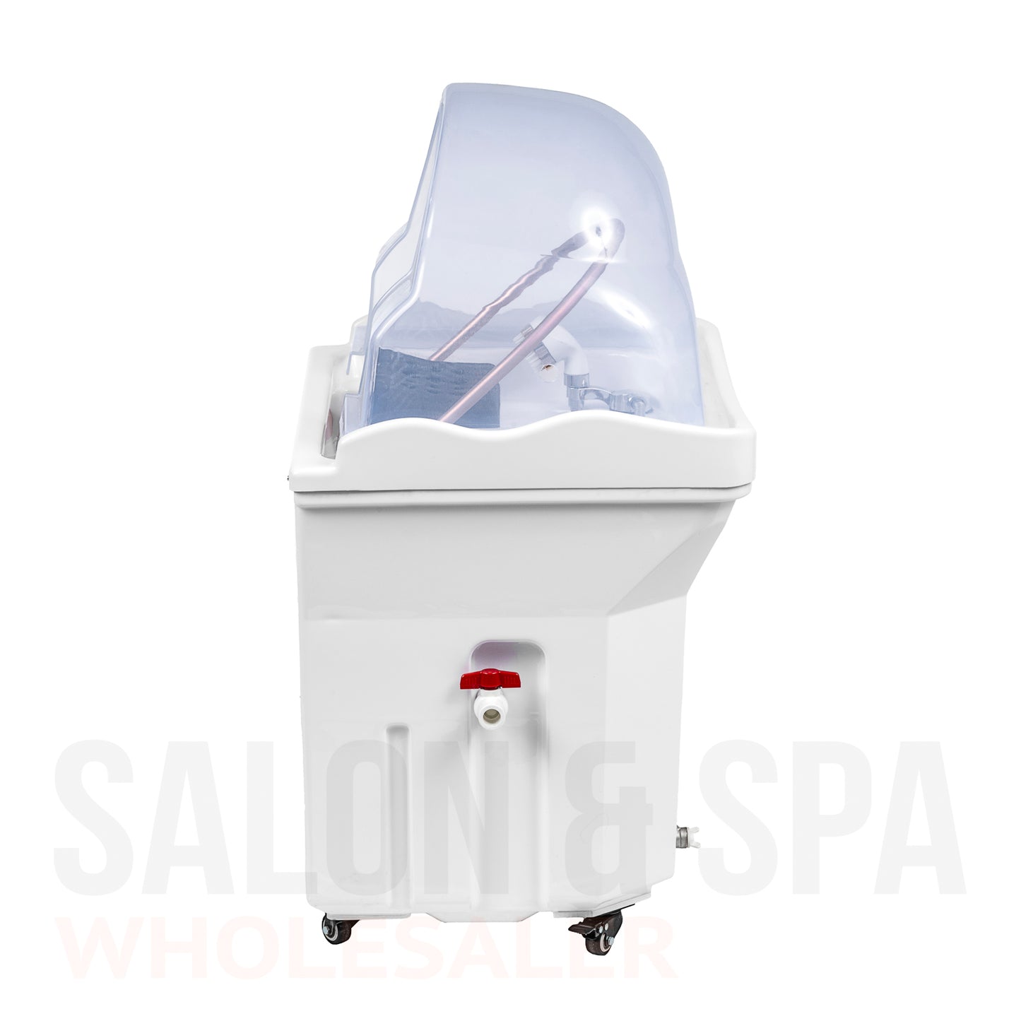 Profile view of the SSW 6114P Portable Japanese Head Spa Shampoo Bowl. 