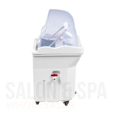 Profile view of the white SSW 6114P Portable Japanese Head Spa Shampoo Bowl. 