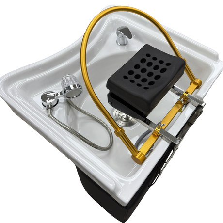 Detail image of the sink of the SSW 6116NP Fresh Water Non-Portable Japanese Head Spa Shampoo Bowl. 