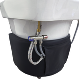 Plumbing controls on the SSW 6116NP Fresh Water Non-Portable Japanese Head Spa Shampoo Bowl. 