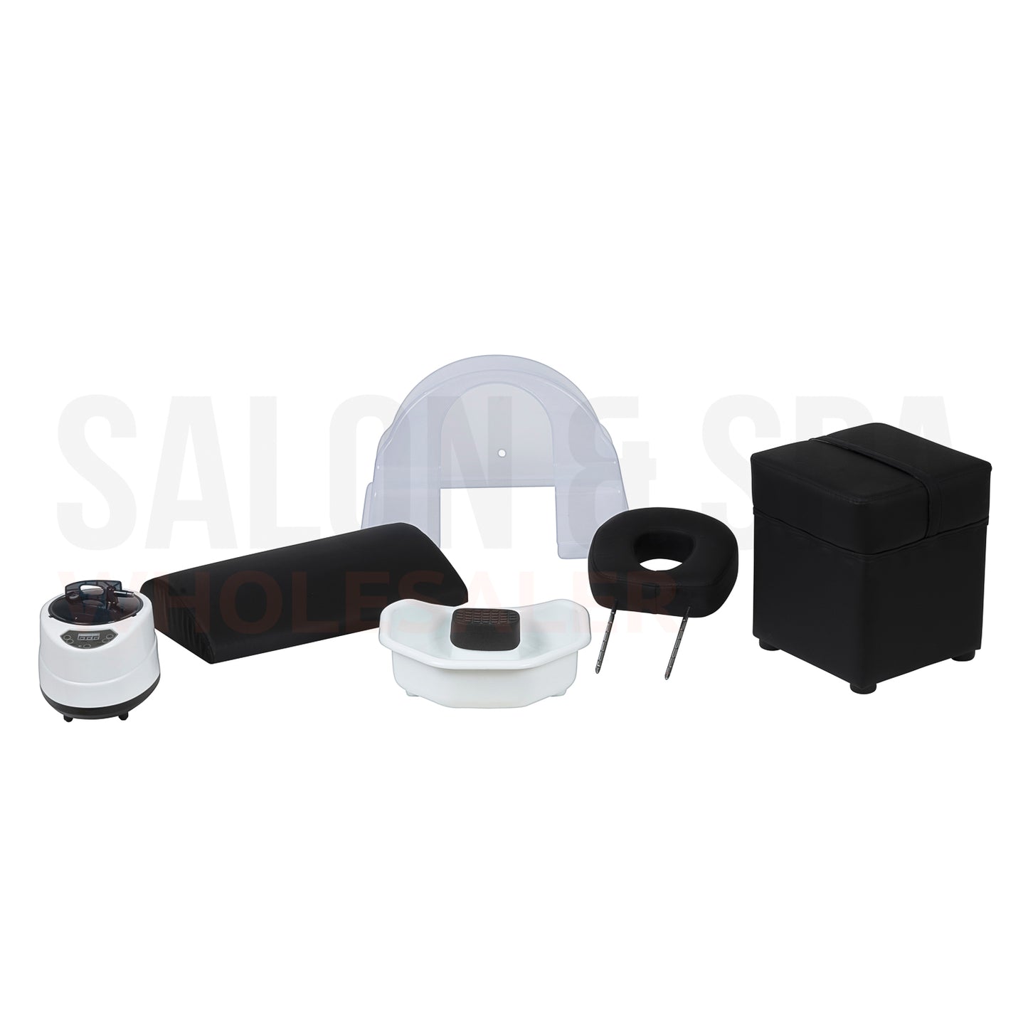 Included accessories for the black SSW 631 Japanese Head Spa Massage Bed. 