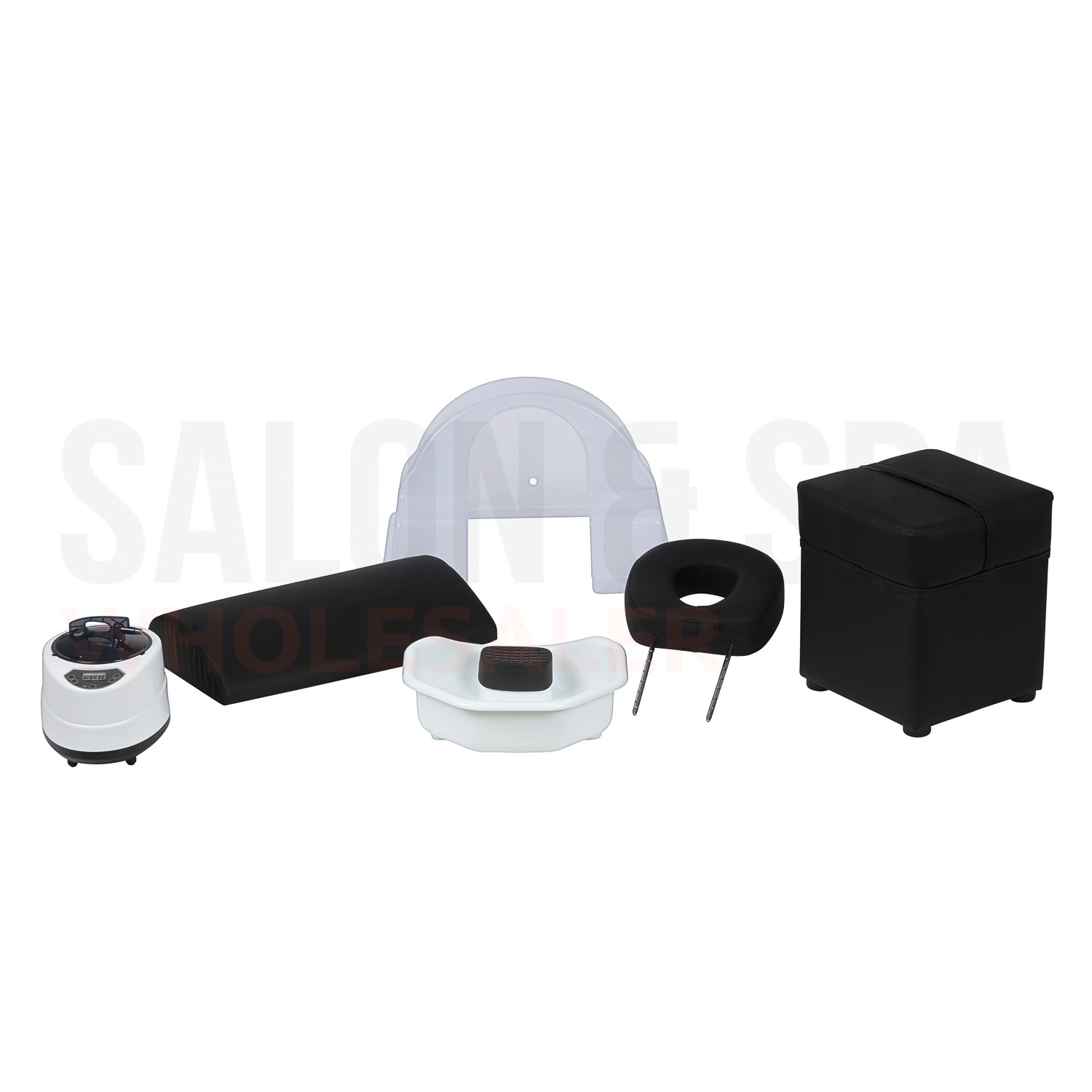 Included accessories for the black SSW 631 Japanese Head Spa Massage Bed. 