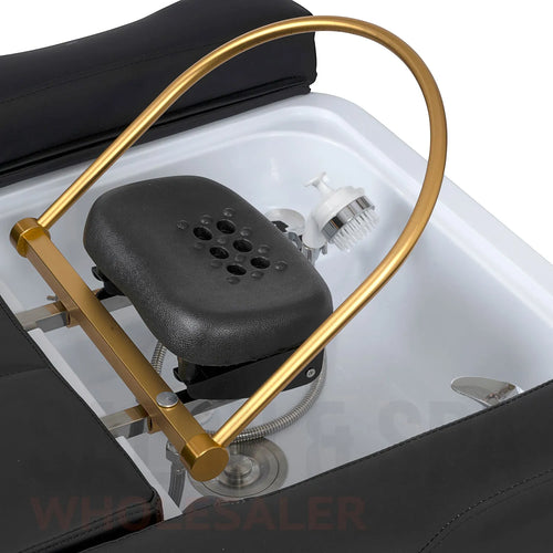 Detail image of the sink on the black SSW 631D Fresh Water Electric Japanese Head Spa Massage Bed