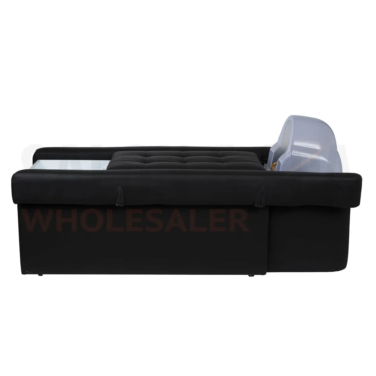 Profile view of the black SSW 631D Fresh Water Japanese Head Spa Massage Bed