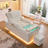 Image shows the foot basin leg rest on the white SSW 631D Fresh Water Japanese Head Spa Massage Bed. 