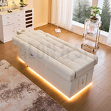 Image shows the massage cushions and face cradle on the white SSW 631D Fresh Water Japanese Head Spa Massage Bed. 