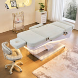 Lifestyle image of the light cream SSW 645D Fresh Water Electric Japanese Head Spa Massage Bed.